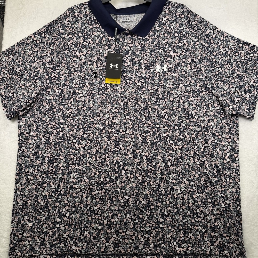 NWT Men's 4XL Big & Tall Under Armour Matchplay Floral Print Golf Polo Shirt $60